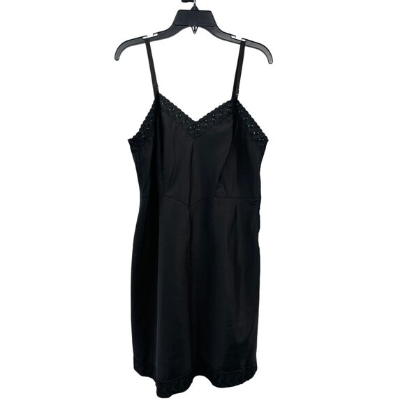 Vintage Barbizon Full Slip Used Womens 18 1/2 Black Side Zip 50s Eyelet - Picture 1 of 15